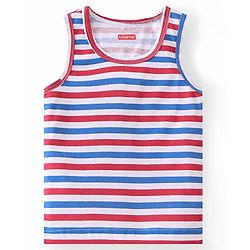 Babyhug 100% Cotton Knit Sleeveless Stripes Sando - Red Blue & Red