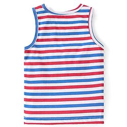 Babyhug 100% Cotton Knit Sleeveless Stripes Sando - Red Blue & Red