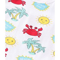 Babyhug 100% Cotton Knit Sleeveless Sando With Crab Print - White