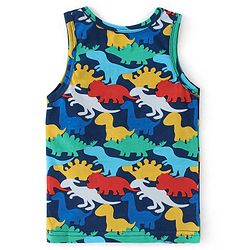 Babyhug 100% Cotton Knit Sleeveless Sando Dino Print - Multicolor