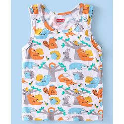 Babyhug 100% Cotton Knit Sleevless Sando Animal Print - Multicolour