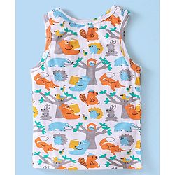 Babyhug 100% Cotton Knit Sleevless Sando Animal Print - Multicolour