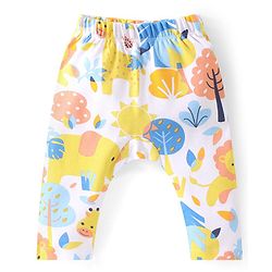 Babyhug Cotton Interlock Knit Full Length Diaper Leggings Stripes & Animal Print Pack Of 3 - Multicolor