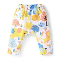 Babyhug Cotton Interlock Knit Full Length Diaper Leggings Stripes & Animal Print Pack Of 3 - Multicolor