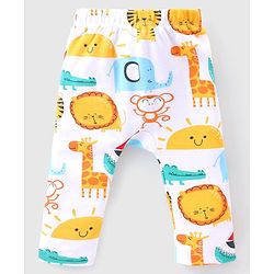 Babyhug Interlock Knit Full Length Diaper Pants Animal Print Pack of 3 - Multicolour