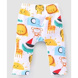 Babyhug Interlock Knit Full Length Diaper Pants Animal Print Pack of 3 - Multicolour