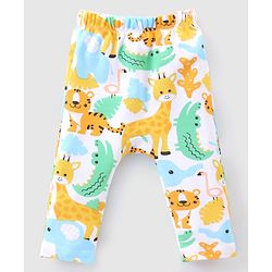 Babyhug Interlock Knit Full Length Diaper Pants Animal Print Pack of 3 - Multicolour