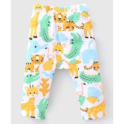 Babyhug Interlock Knit Full Length Diaper Pants Animal Print Pack of 3 - Multicolour