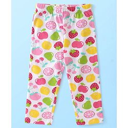 Babyhug Single Jersey Knit Half Sleeves Fruits Printed Night Suit - White