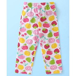 Babyhug Single Jersey Knit Half Sleeves Fruits Printed Night Suit - White