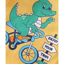 Babyhug Single Jersey Knit Half Sleeves Night Suit With Dino Print - Yellow