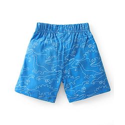 Babyhug Single Jersey Knit Half Sleeves Night Suit With Dino Print - Blue