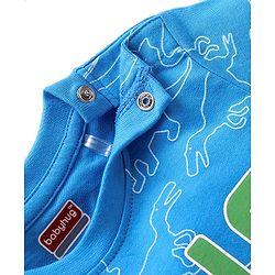 Babyhug Single Jersey Knit Half Sleeves Night Suit With Dino Print - Blue