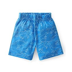 Babyhug Single Jersey Knit Half Sleeves Night Suit With Dino Print - Blue