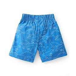 Babyhug Single Jersey Knit Half Sleeves Night Suit With Dino Print - Blue