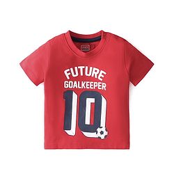 Babyhug Single Jersey Knit Half Sleeves Night Suit with Football Print - Red & Navy Blue