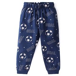 Babyhug Single Jersey Knit Half Sleeves Night Suit with Football Print - Red & Navy Blue