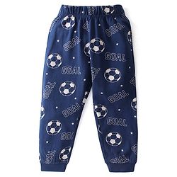 Babyhug Single Jersey Knit Half Sleeves Night Suit with Football Print - Red & Navy Blue