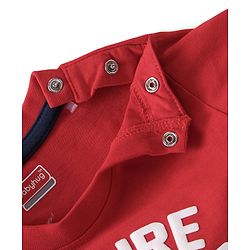 Babyhug Single Jersey Knit Half Sleeves Night Suit with Football Print - Red & Navy Blue