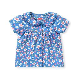 Babyhug Cotton Half Sleeves Night Suit With Floral Print - Blue