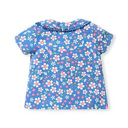 Babyhug Cotton Half Sleeves Night Suit With Floral Print - Blue