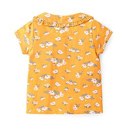 Babyhug Cotton Knit Single Jersey Half Sleeves Night Suit With Floral Print - Yellow