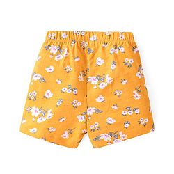 Babyhug Cotton Knit Single Jersey Half Sleeves Night Suit With Floral Print - Yellow