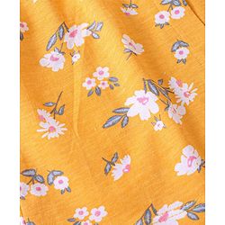 Babyhug Cotton Knit Single Jersey Half Sleeves Night Suit With Floral Print - Yellow