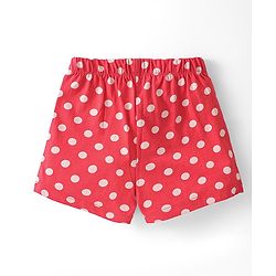 Babyhug Cotton Knit Single Jersey Half Sleeves Night Suit With Polka Dots Print - Red