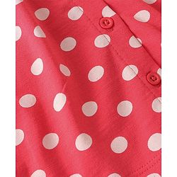 Babyhug Cotton Knit Single Jersey Half Sleeves Night Suit With Polka Dots Print - Red