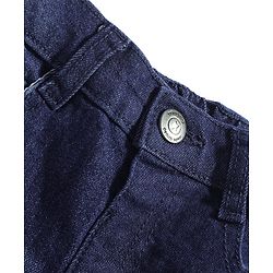 Babyhug Cotton Knit Full Length Denim Washed Jeans with Stretch Solid Colour - Dark Blue