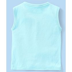 Babyhug 100% Cotton Antibacterial Sleeveless Vests Dino & Vehicle Print Pack of 3 - Blue