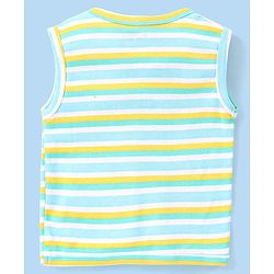 Babyhug 100% Cotton Antibacterial Sleeveless Vests Dino & Vehicle Print Pack of 3 - Blue