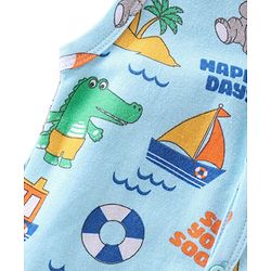Babyhug 100% Cotton Antibacterial  Sleeveless Vests Striped & Animal Print Pack of 3 - Multicolour