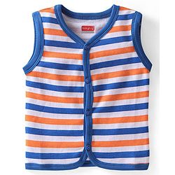 Babyhug 100% Cotton Antibacterial  Sleeveless Vests Striped & Animal Print Pack of 3 - Multicolour