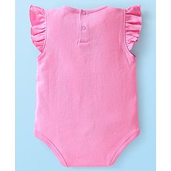 Babyhug 100% Cotton Knit Frill Sleeves Floral & Bugs Printed Onesies Pack of 3 - Pink & White