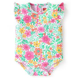 Babyhug 100% Cotton Knit Half Sleeves Onesies Floral Print Pack of 2 - Multicolour