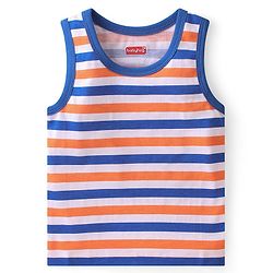 Babyhug 100% Cotton Antibacterial Sleeveless Sando with Elephant & Boat Print Pack Of 3 - Blue & Orange