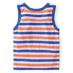 Babyhug 100% Cotton Antibacterial Sleeveless Sando with Elephant & Boat Print Pack Of 3 - Blue & Orange