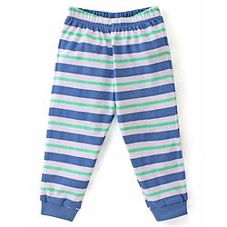 Babyhug Disney Cotton Single Jersey Knit Full Sleeves Striped Night Suit Mickey Mouse Print - Blue