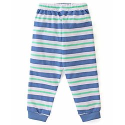 Babyhug Disney Cotton Single Jersey Knit Full Sleeves Striped Night Suit Mickey Mouse Print - Blue