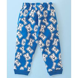 Babyhug Disney Cotton Knit Full Sleeves Night Suit With Mickey Mouse Graphics - White & Blue