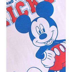 Babyhug Disney Cotton Knit Full Sleeves Night Suit With Mickey Mouse Graphics - White & Blue