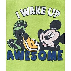 Babyhug Disney Cotton Knit Half Sleeves Shorts Night Suit With Mickey Mouse Graphics - Light Green & Blue