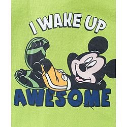 Babyhug Disney Cotton Knit Half Sleeves Shorts Night Suit With Mickey Mouse Graphics - Light Green & Blue