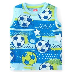 Babyhug Cotton Knit Half Sleeves Soccer Printed T-Shirt with Shorts Set - Green & Navy Blue