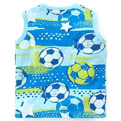 Babyhug Cotton Knit Half Sleeves Soccer Printed T-Shirt with Shorts Set - Green & Navy Blue