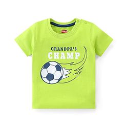 Babyhug Cotton Knit Half Sleeves Soccer Printed T-Shirt with Shorts Set - Green & Navy Blue