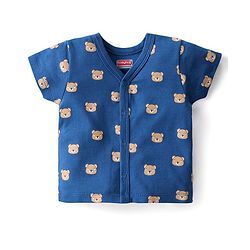Babyhug 100% Cotton Knit Half Sleeves Front Open Vests Stripes & Bear Print Pack of 5 - White Yellow & Blue