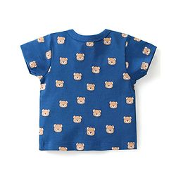 Babyhug 100% Cotton Knit Half Sleeves Front Open Vests Stripes & Bear Print Pack of 5 - White Yellow & Blue